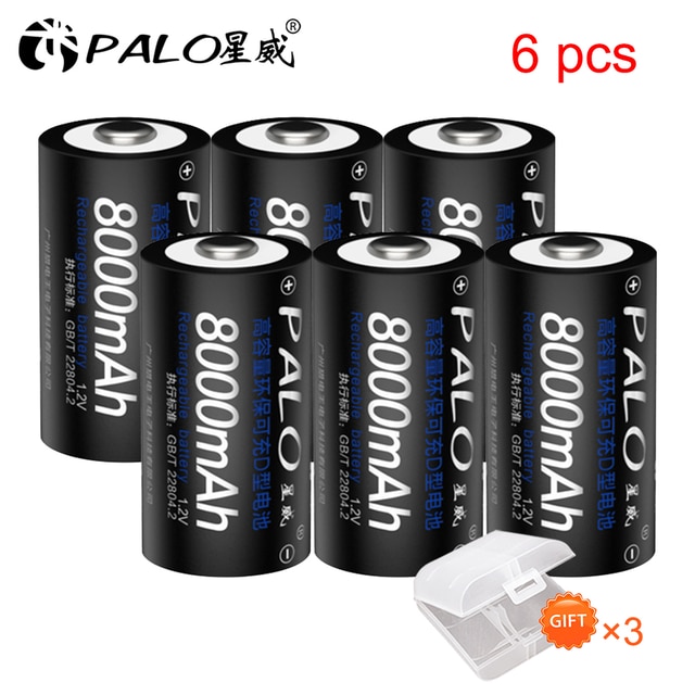 1-8pcs 1.2V ni-mh D size rechargeable battery D battery 8000mAh nimh high capacity current batteries: Yellow