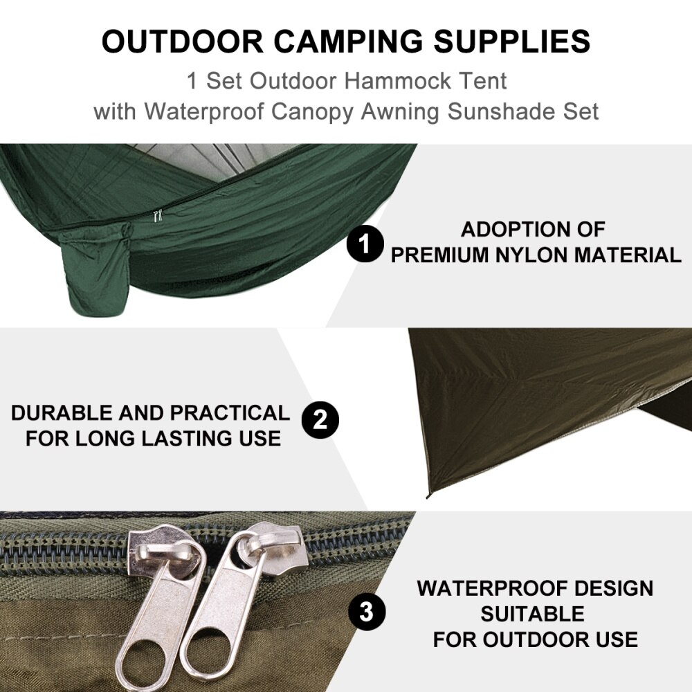 1 Set Tent with Awning Novel Sturdy Strong Durable Sunshade Camping Supplies Waterproof Canopy
