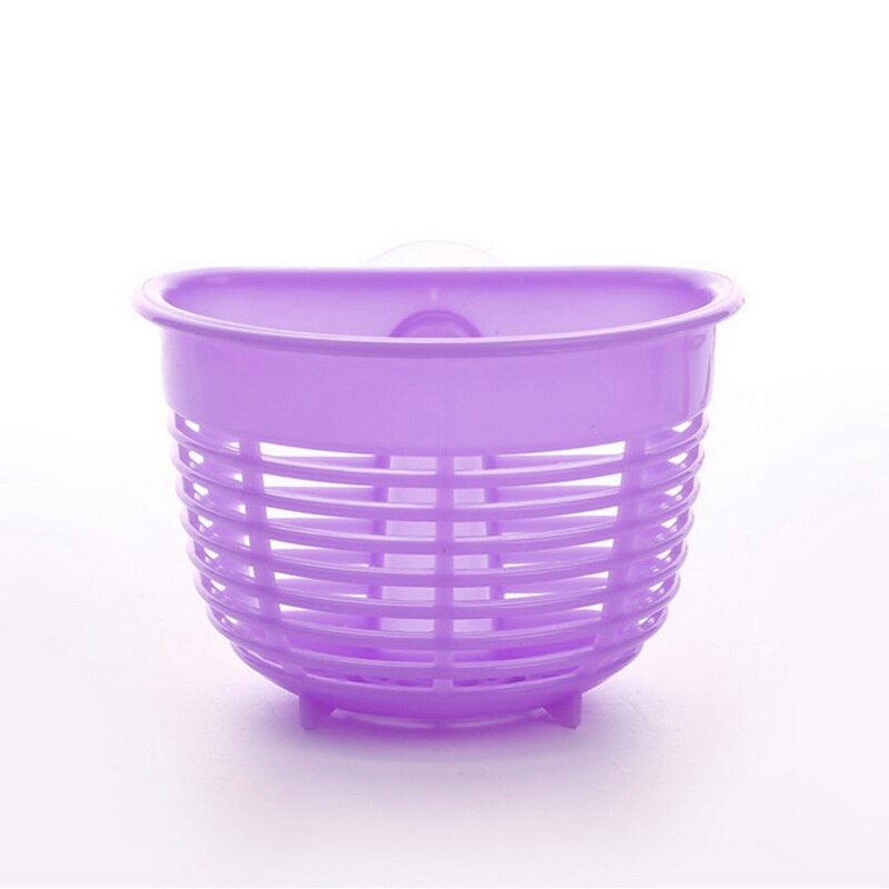 Kitchen Wall-suction Storage Basket for Small Objects Sponge Small Storage Basket Multifunctional Sink Holder Basket: S purple