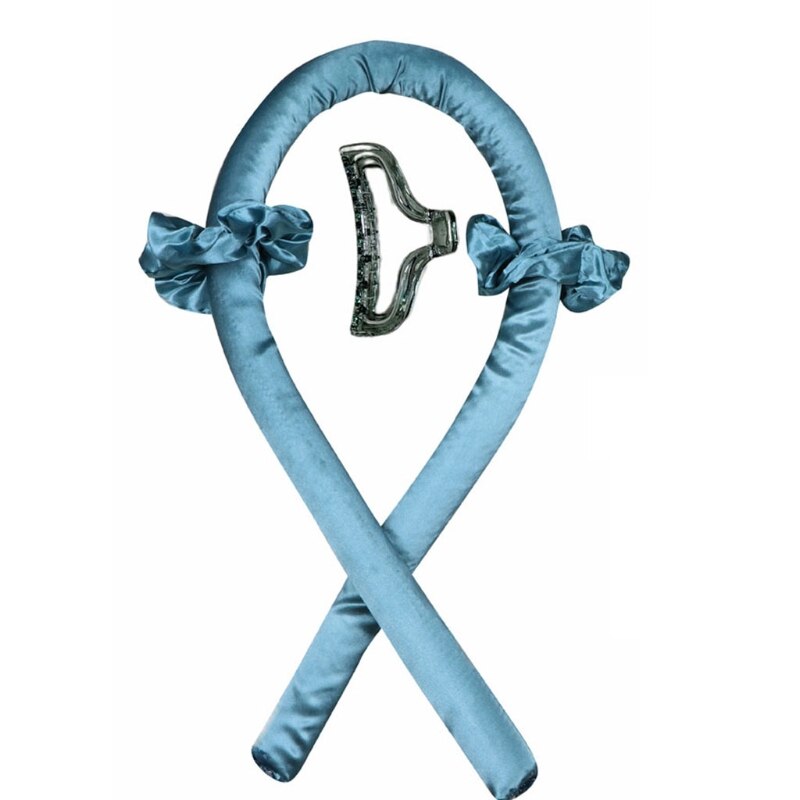 Heatless Curling Rod Headband,No Heat Curls Silk Ribbon Hair Rollers Sleeping Soft Headband Wave Formers Hair Curlers: Blue-2