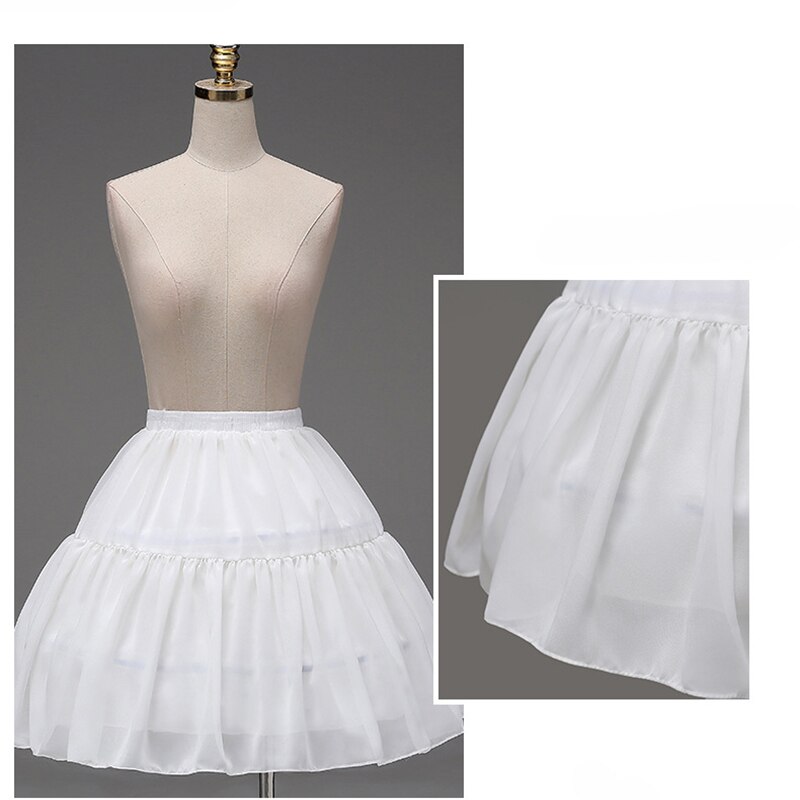 White Ball Gown 2 Hoops Short Underskirt Petticoats Chiffon Lolita Ballet Rockabilly Jupon Crinoline Skirt Slips cancan de novia