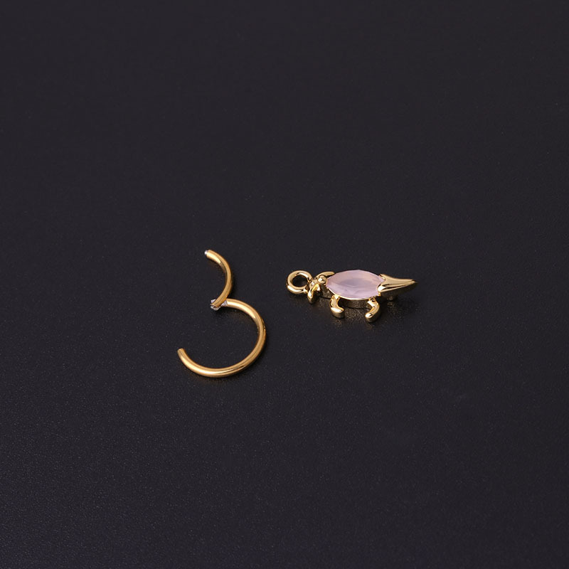 1Pc Kleurrijke Zirkoon Dinosaurus Dangle Oorbellen Voor Vrouwen Mode-sieraden Rvs Ronde Kraakbeen Piercing Oorbel
