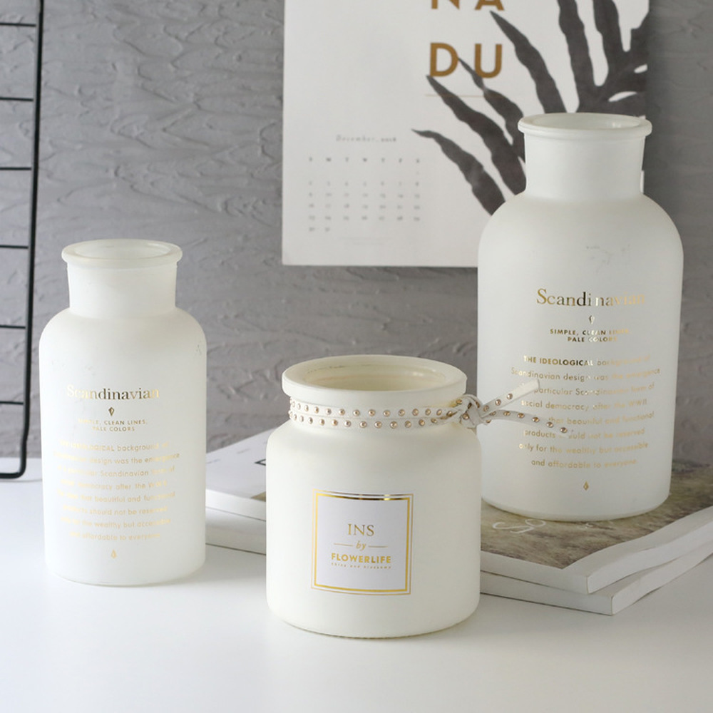 Nordic Black White Glass Vases Hydroponics Plant Flower Home Decor Artificial Flower Bouquet Vase Wedding Table Decoration