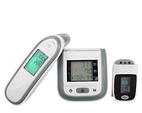 Loodom OLED Pulsoximeter Baby Thermometer Handgelenk Blutdruck Monitor Thermometr Oximetro De Dedo Bloodpressuretest: grau