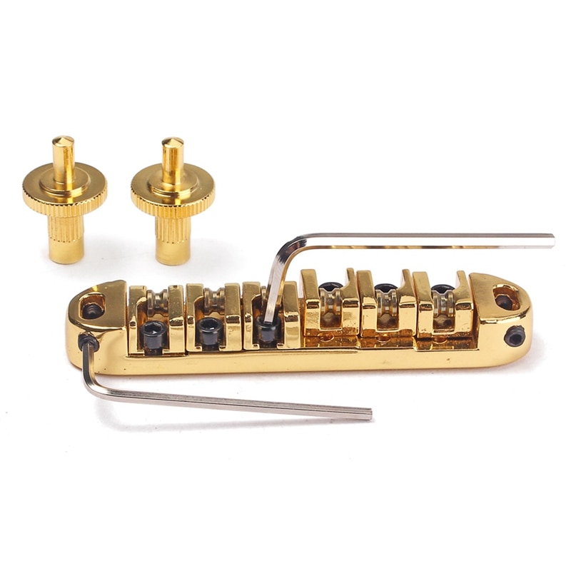 Messing rulle justerbar sadel tune-o-matic zink legering og messing rulle bro til lp elektrisk guitar, guld: Default Title