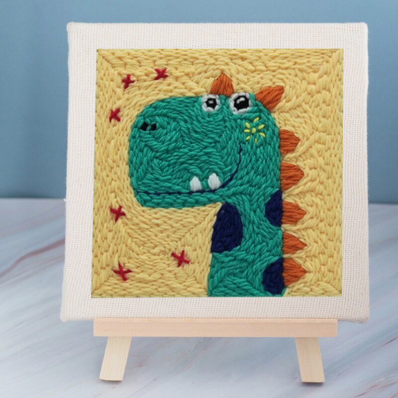 DIY Embroidery Kits Cartoon Hand 3D Landscape Poke Poking Stitching With Hoop Frame Modern Sewing: C