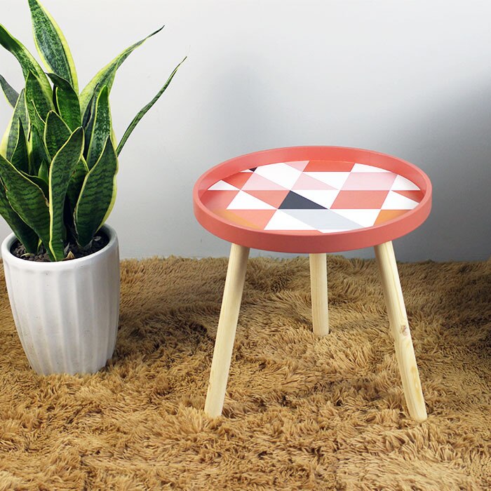 Nordisk frisk mini sofabord cafe træ lavt lille bord stue borde kaffe sideborde møbler rundt bord: Rød