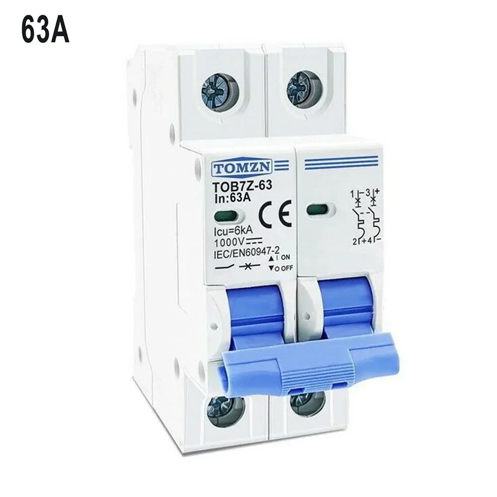 DC Stroomonderbreker 1000V 2 Pole Dubbele MCB Solar PV 6 10 16 20 32 40 50 63 Amp Solar vervangende Accessoires Voor Huishoudelijke: WIT