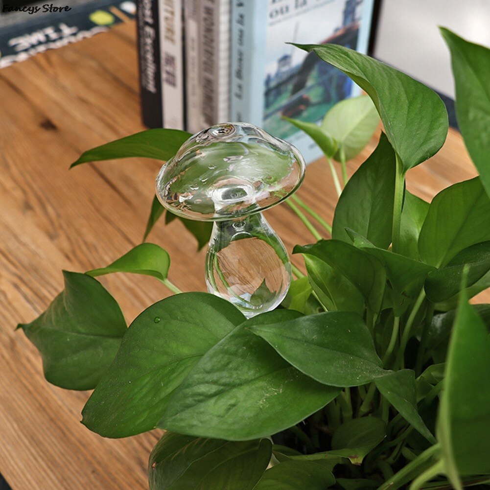 1 Automatic Flower Watering Device Plant Waterer Self Watering Globes Bird Mushroom Shape Hand Blown Clear Glass Bulbs