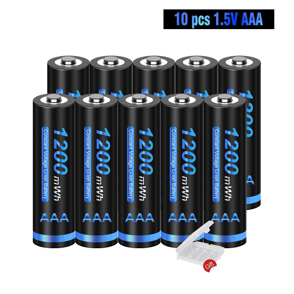 1.5V AAA Lithium Rechargeable Battery 1200mWh AAA 1.5V Li-ion li ion Battery For Remote control ,Wireless mouse aaa batteries: 10 PCS
