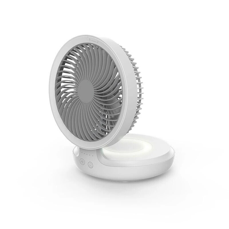 Edon-ventilador de circulación de aire suspendido inalámbrico E808, recargable por USB, eléctrico, plegable, luz nocturna, Control táctil, 4 velocidades del viento: Blanco