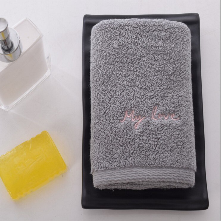 Toallas de baño de algodón para el hogar para adultos y parejas, letras bordadas, toalla facial gruesa de secado rápido, 34x76CM, 1 ud.: Amarillo