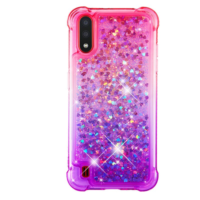 Copertura del silicone Per Samsung Galaxy A01 A21S A70 Liquido Dinamico Caso di Sabbie Mobili Per Samsung A 01 A015F A015 Del Telefono di Protezione caso: Samsung A21S / Pink -purple