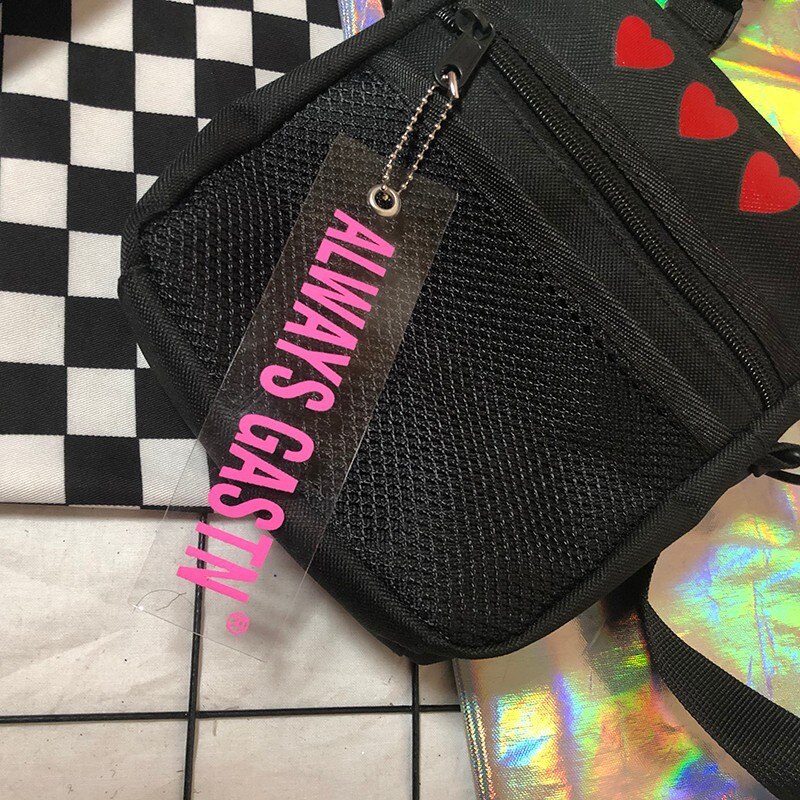 Lettera Ciondolo Ulzzang Del Cuore di Amore di Stampa ottavino mini borsa di Tela lembo Petto/Crossbody/Spalla/messaggero Borsa di skateboard Discoteca hiphop