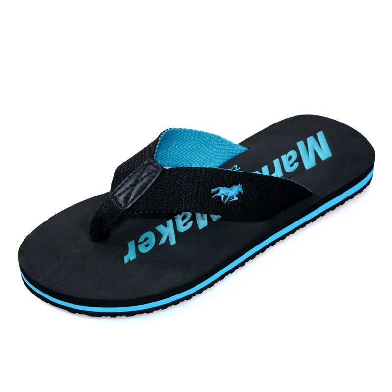Mænd sommer tøfler fritid ferie rutschebaner skridsikre badeværelse tøfler simple flip-flops mænd bløde strand sko herre hjemmesko: Blå / 41