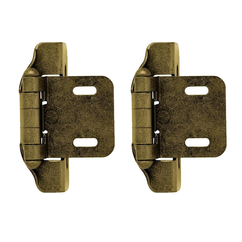 2pcs Probrico Self Close Kitchen Cabinet Hinges Antique Bronze Partial Wrap 1/4-Inch Overlay Cupboard Door Hinges for Furniture: Old Brass