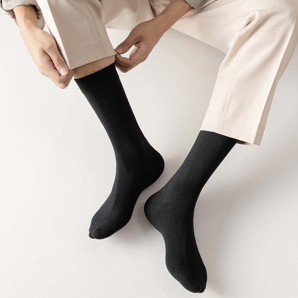 Calcetines largos de algodón puro para hombre, calcetín informal de negocios, desodorante, talla grande, 5 pares, Harajuku