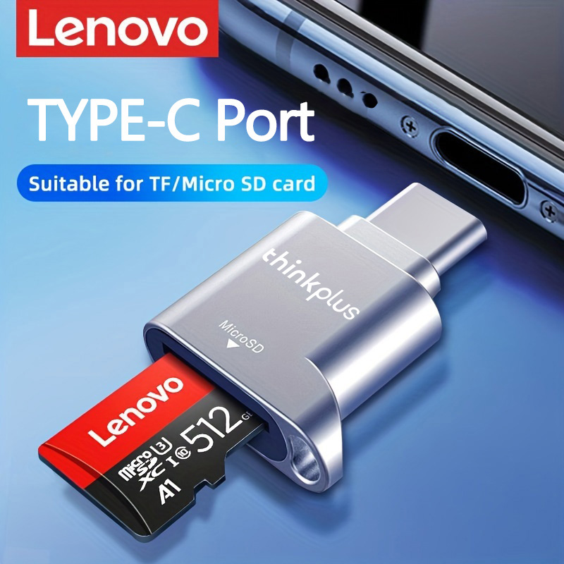 Czytnik kart Lenovo Micro SD, czytnik kart USB C na SD, czytnik kart pamięci typu C TF z adapterem USB C na USB