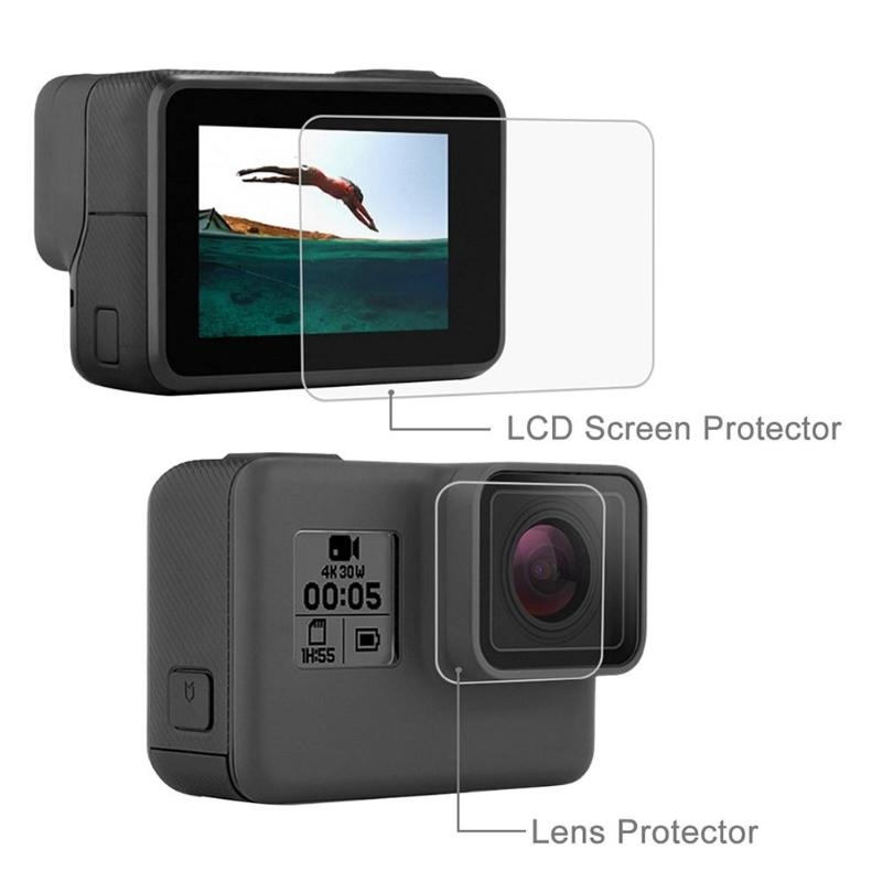 PULUZ Gehard Glas Protector Cover Case Camera Lens Lcd-scherm Clear Beschermende PET Film voor GoPro Hero5 6 7 PU192