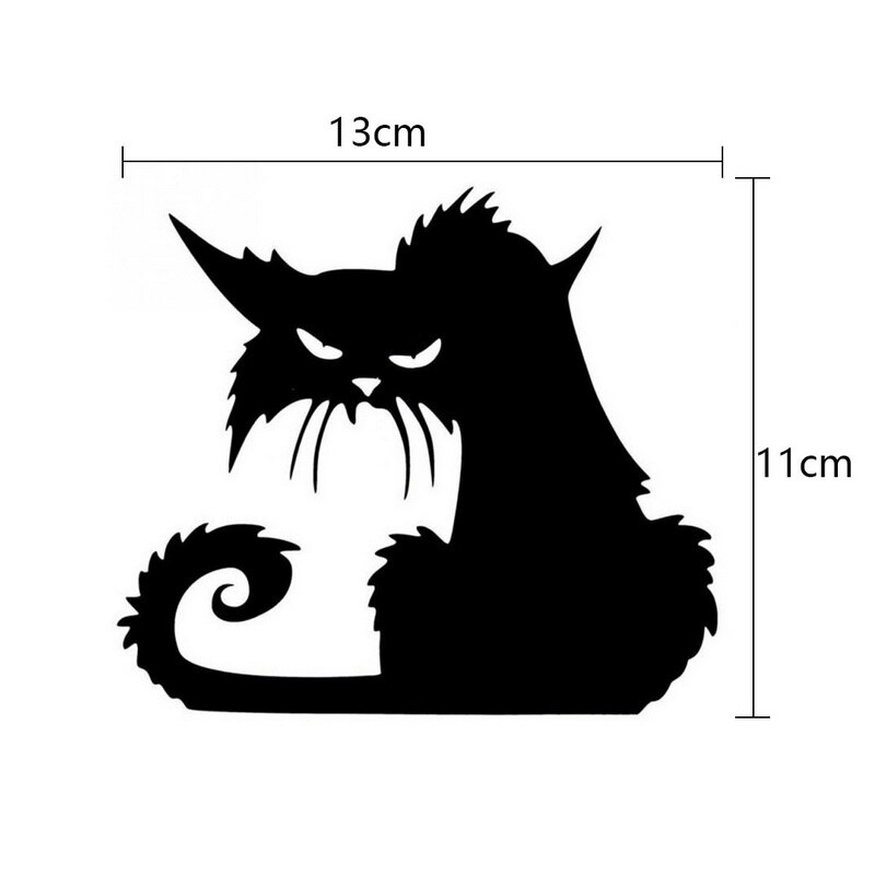 1pc Halloween terreur chat fenêtre autocollants amovible drôle dessin animé voiture autocollant noir bricolage Festival décor 42x37cm: S 13x11cm