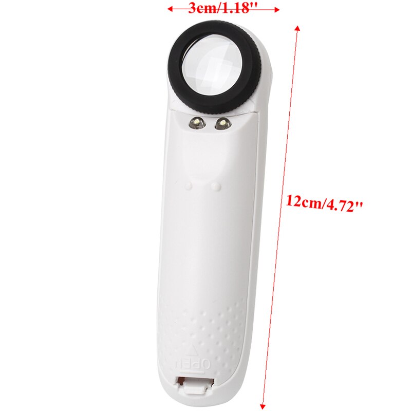 40X Handheld 2 LED Light Magnifier Reading Magnifying Glass Lens Jewelry Loupe