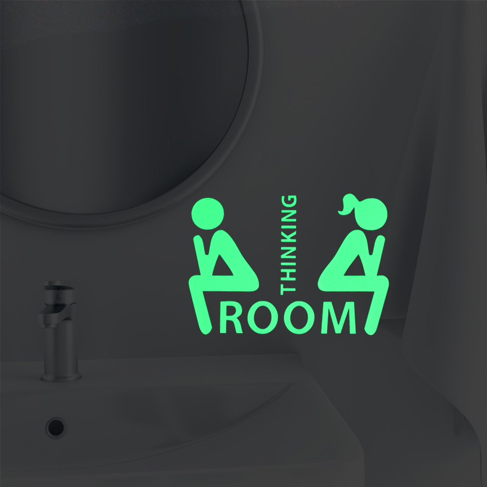 Grappig Denken Kamer Lichtgevende Wc Sticker Cartoon Glow in The Dark Badkamer Sticker Washroom WC Wanddecoratie Sticker Decal