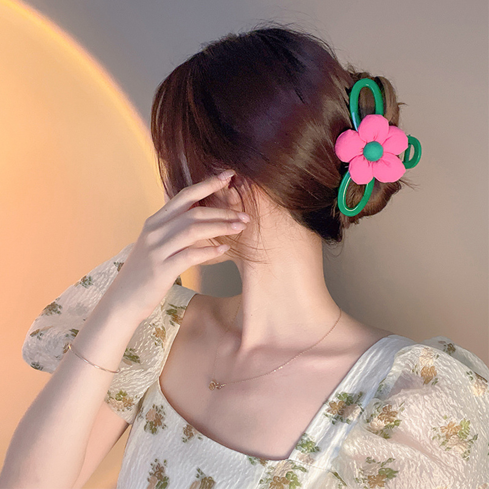 Pinza para el pelo con forma de flor de dopamina para mujer, pinza Floral de tiburón, horquilla grande de 13cm, accesorios para el cabello para niña