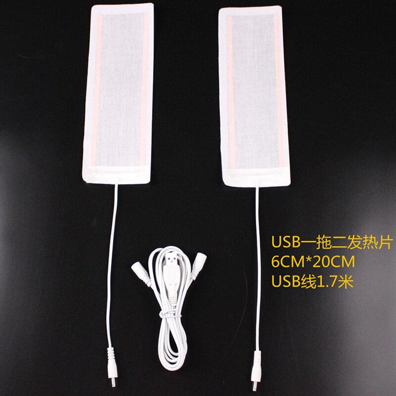 1Pair 5V USB Insole Heating Pads Leg Warmer Women Men Foot Warming Film Shoe Inserts Soft Cloth 1-to-2 USB Heating Sheets 6X20cm