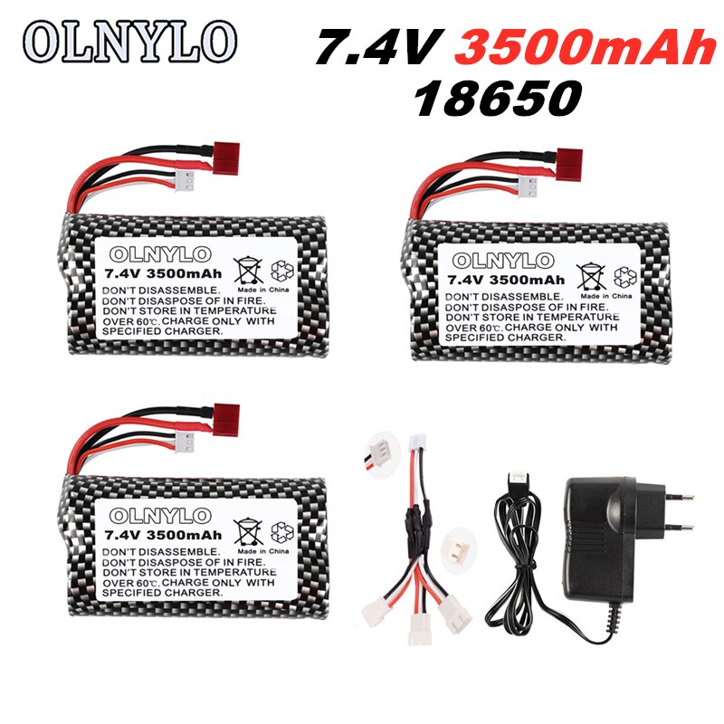 18650 7.4V 3500mAh Battery and charger for Q46 Wltoys 10428 /12428/12423 RC Car Spare Parts Accessories For Wltoys 144001 A959-B