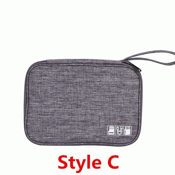 Electronics Organizer Bag - Portable Digital USB Gadget Case - Travel Charger Holder: C-Gray