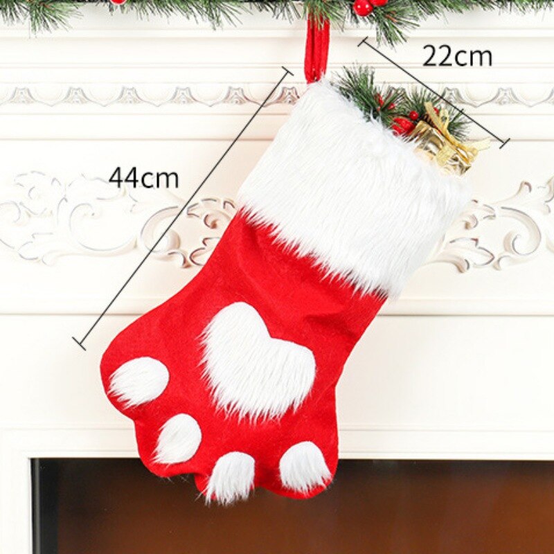 Kerst Kousen Pluche Pet Poot Patroon Kerst Kousen Houder Zak Opknoping Home Decorations
