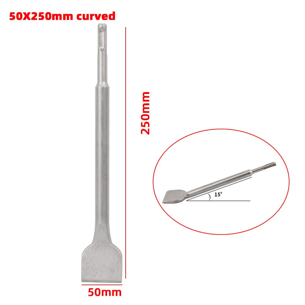 1PC SDS PLUS l Round Shank tile Shovel Electric Hammer Chise Wall Concrete Impact Drill Elbow Widening Drill bit: 50X250 curved