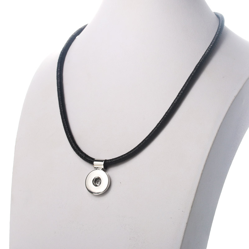 New fashion Charm corda catena collana bottone a pressione collana pendente misura 18mm bottoni gioielli donna gioielli all'ingrosso: Black