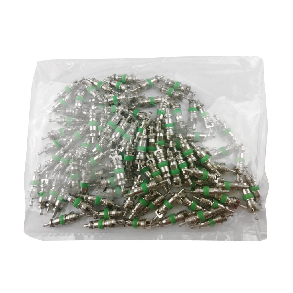 100pcs Green A/C Valve Core For R134A Air Conditioning Service System Copper