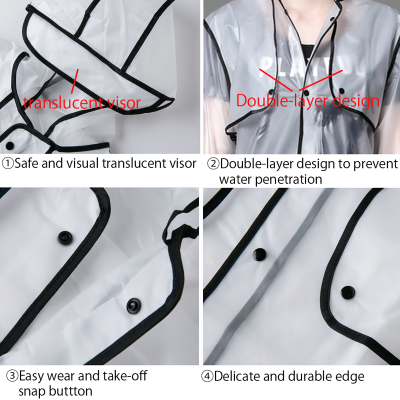 Manteau de pluie Transparent femmes imperméable longue grande taille à capuche imperméable Trench manteau moto couverture de pluie Camping randonnée Poncho