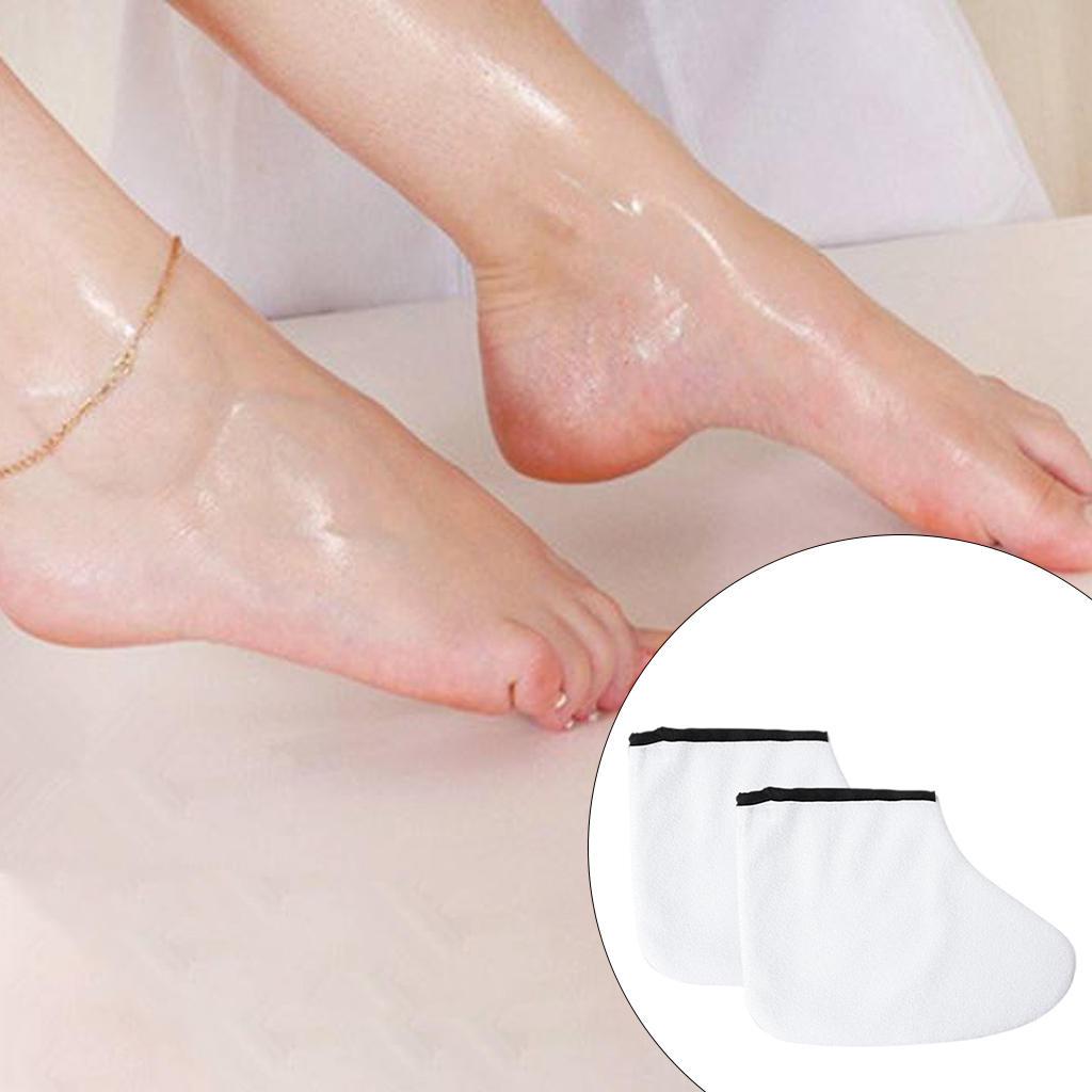 Gants de pied en cire de paraffine pour SPA, chaussons confortables en coton, soins thermiques: White Foot Cover 