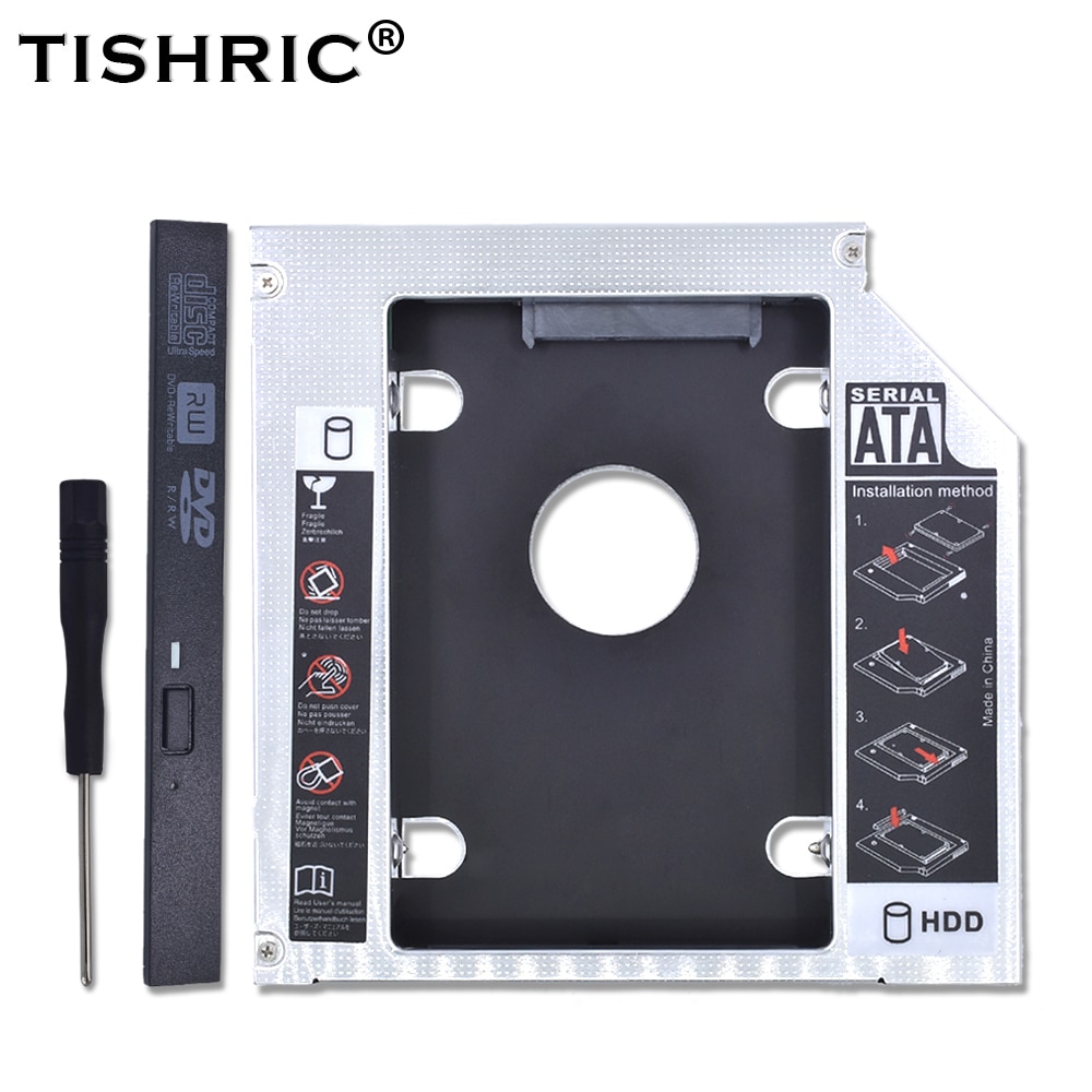 TISHRIC Aluminum 12.7mm IDE HDD Caddy Optibay 2.5 Inch Hard Drive Case Enclosure For Laptop DVD-ROM ODD