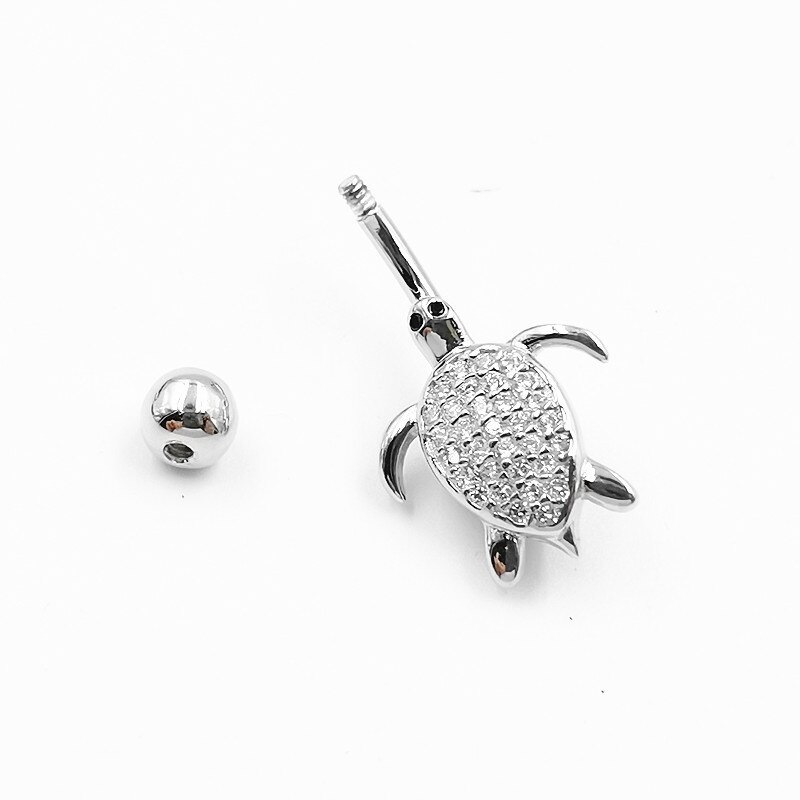 1Pcs 925 Sterling Zilver Schildpad Navel Piercing Kubieke Zirkoon Navel Navel Ring Bar Body Jewelry
