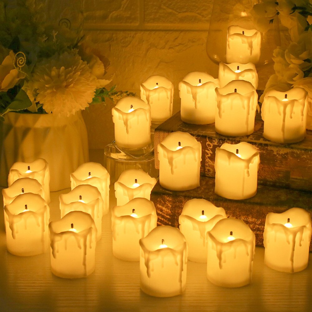 Pack of 12/24 Remote or Not Remote Realistic Bright Battery Operated Flickering Flameless Tea Light Led Candles Lamp Home Decor: D 24Pcs