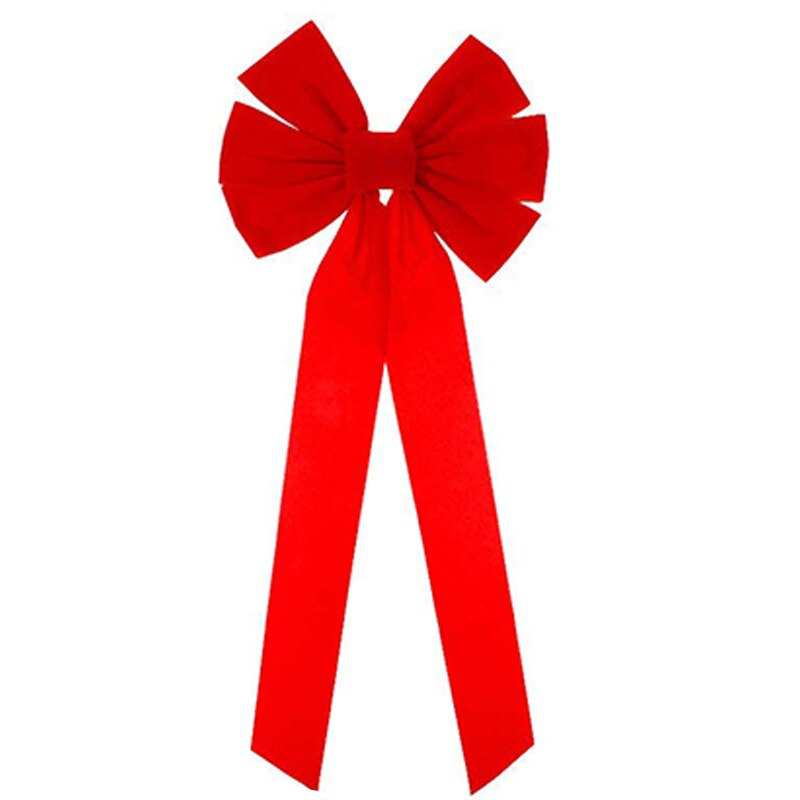Rouge flanelle noël arcs 10x16 pouces 12 Pack noël guirlande arcs pour arbre de noël guirlande fenêtre mur grands , Indo