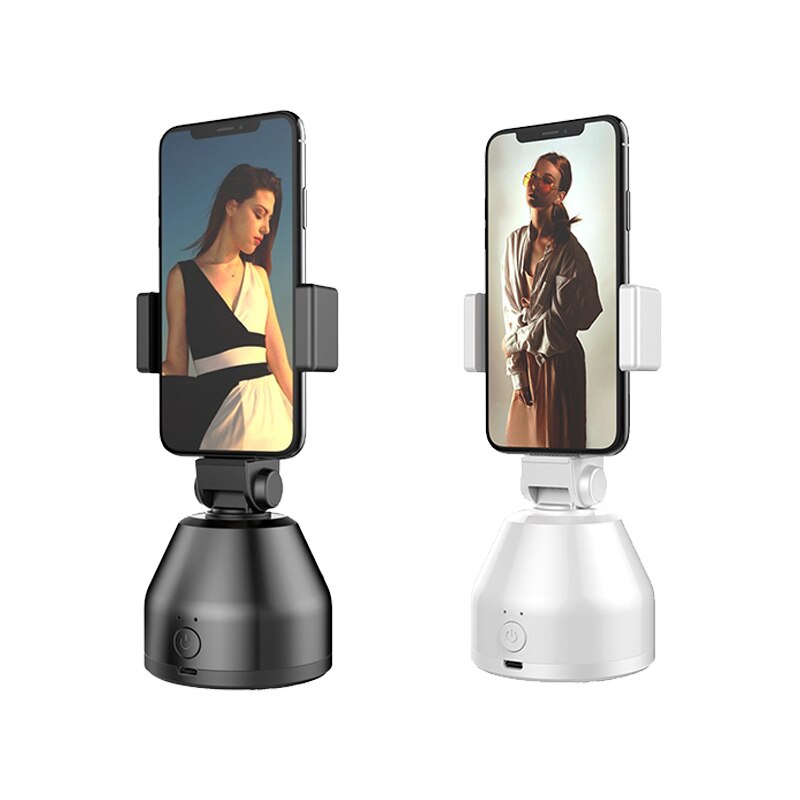 Bâton de Selfie Auto rotatif, suivi automatique du visage, trépied caméra portable, accessoires à cardan: Black and White