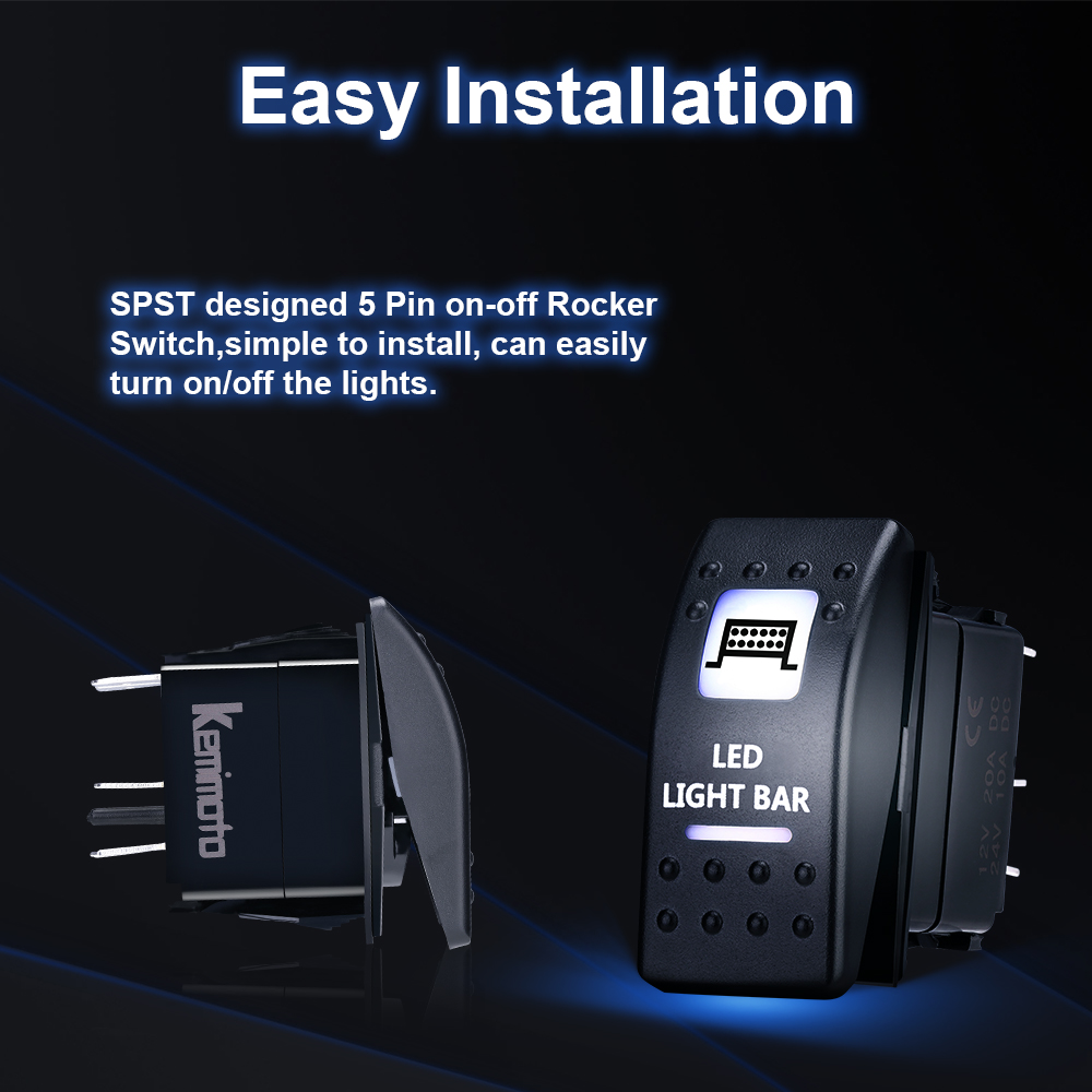 Music Rocker Switch Illuminated LED Light Bar For Can Am Maverick Commander for Yamaha For Polaris Ranger