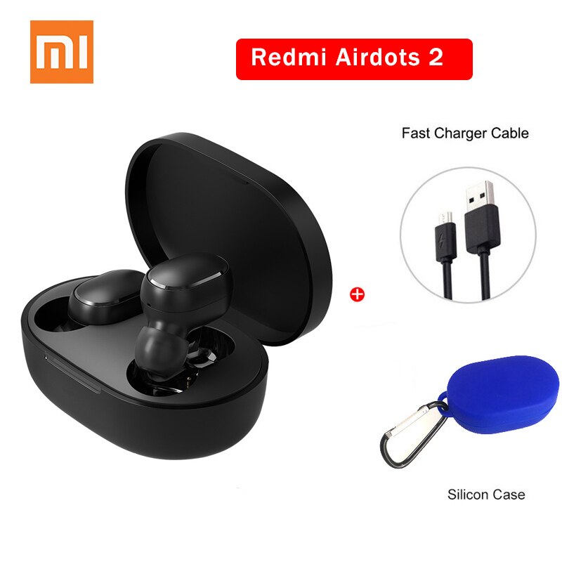 Xiaomi-auriculares Redmi AirDots 2, auriculares inalámbricos con Bluetooth 5,0, auriculares internos de graves estéreo con carga, auriculares Ture: AirdotS 2  blue case