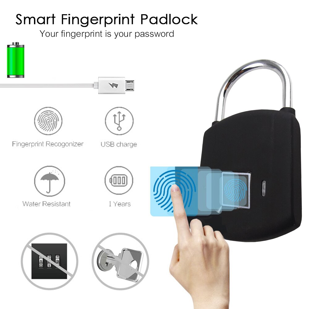 Smart Electronic Fingerprint Lock Warehouse Door Waterproof AntiTheft Security Digital Padlock Bluetooth Electronic Door Lock