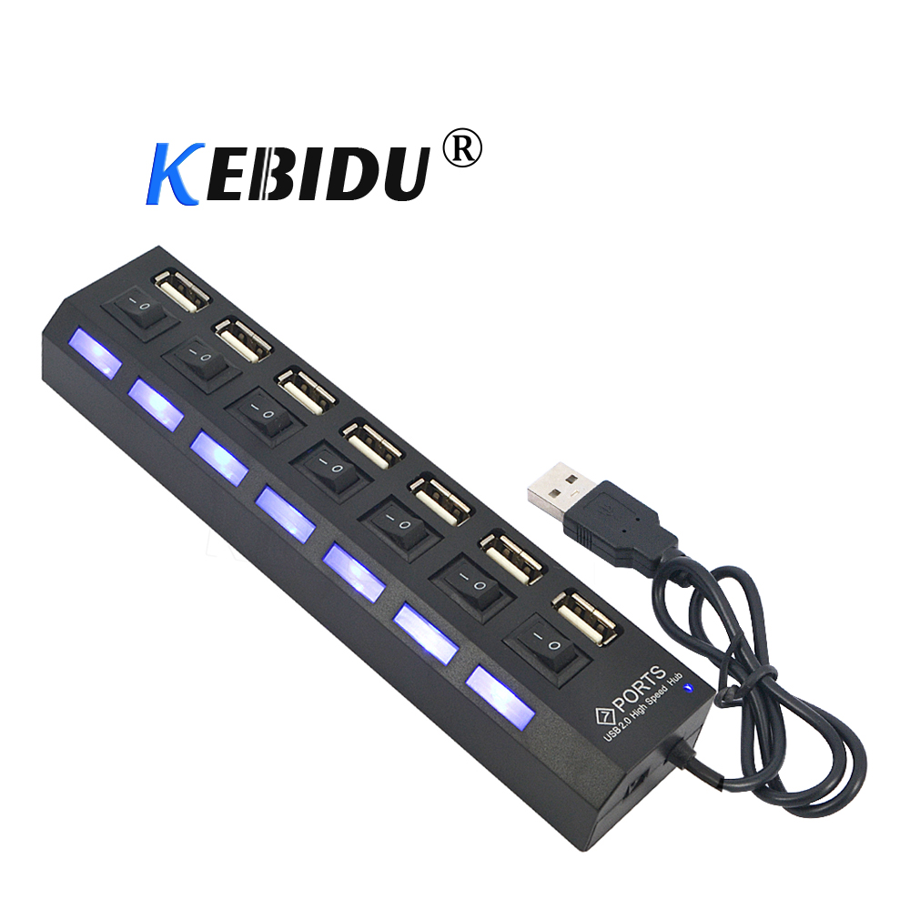 Kebidu 4/7 Port USB HUB Usb 2.0 Hub Multi Usb Splitter Met Aan/uit Schakelaar 480 Mbps voor MacBook PC Notebook Laptop Voor Windows