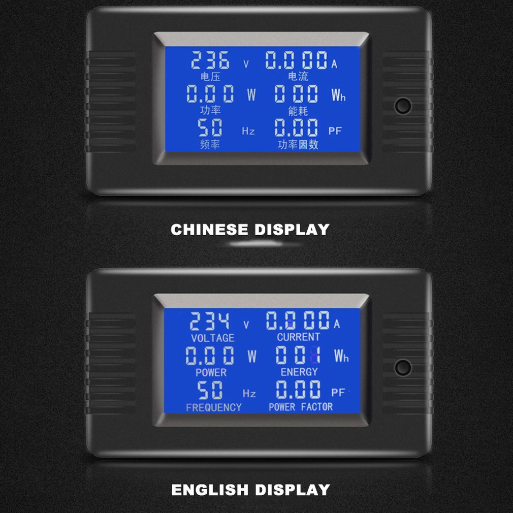 Ac Digital Display Power Monitor Voltmeter Ammeter Power Meter Frequency Meter Factor Table Large-screen LCD