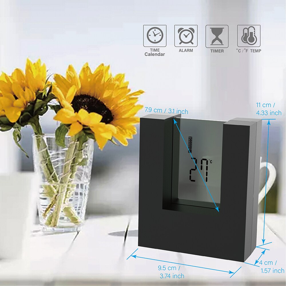 Electronic Desktop LCD Calendar Alarm clock with Indoor Thermometer &amp; Count Down Kitchen Timer for home office table watch