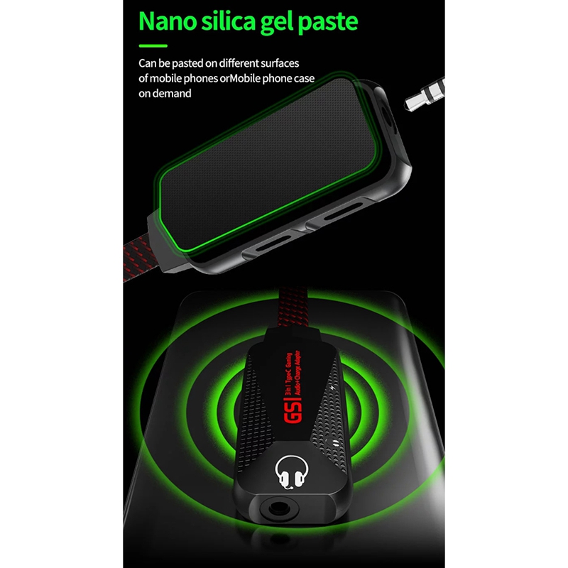 3 -in- 1 high-resolution mobile gaming sound card with type-c connector and charger adapter for samsung and huawei