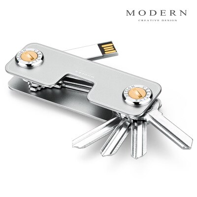 Moderne-Brand Aluminium Sleutel Portemonnee Diy Sleutelhanger Sleutelhanger Key Organizer: Sliver Key Holder