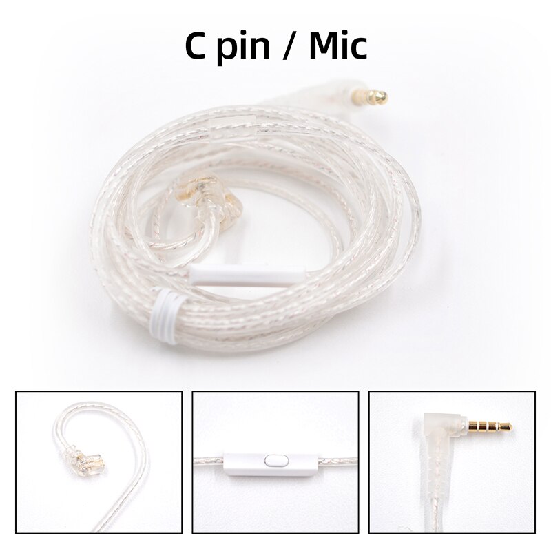 Cable plano de actualización KZ ZS10 ZSN EDX Pro de cobre libre de oxígeno de alta pureza, 2 pines, 0,75/0,78mm, Pin B/C, alambre OFC plateado de 3,5mm: C Pin Mic Silver